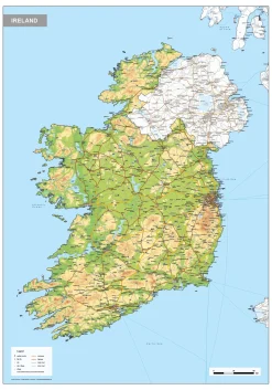 Natuurkundige kaart Ierland 1728