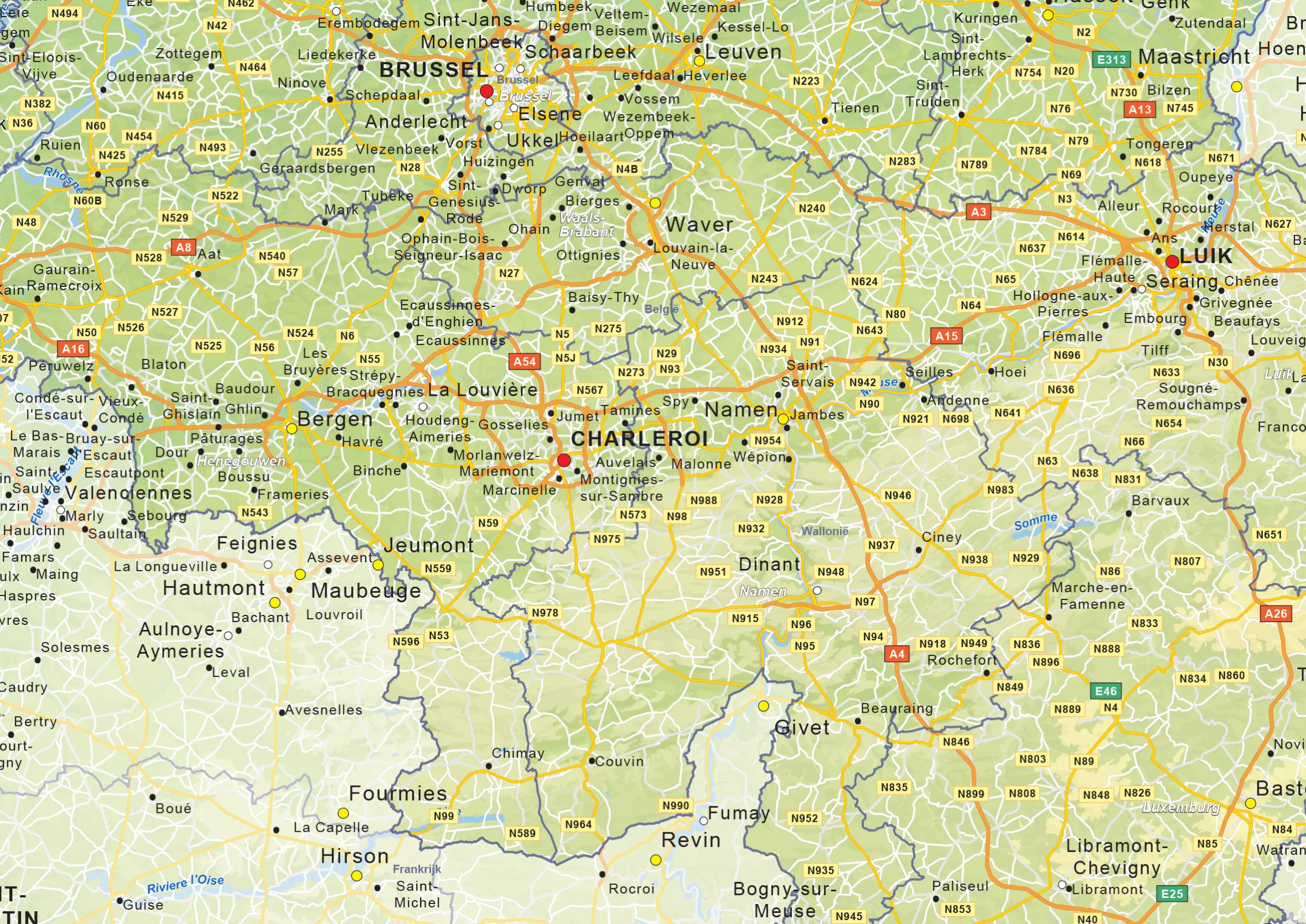 Natuurkundige landkaart België 1425