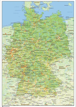 Natuurkundige landkaart Duitsland 1461