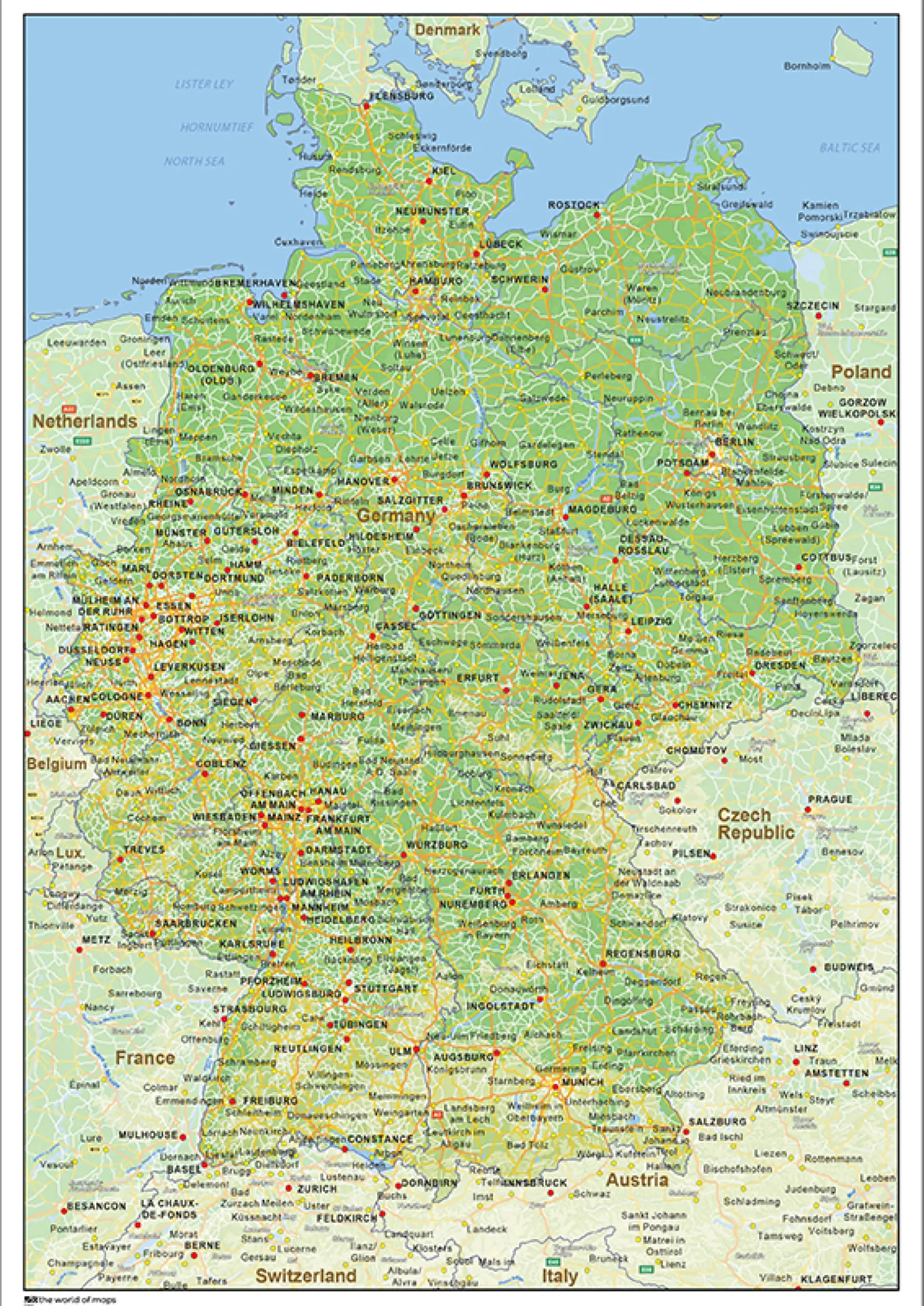 Natuurkundige landkaart Duitsland 1461