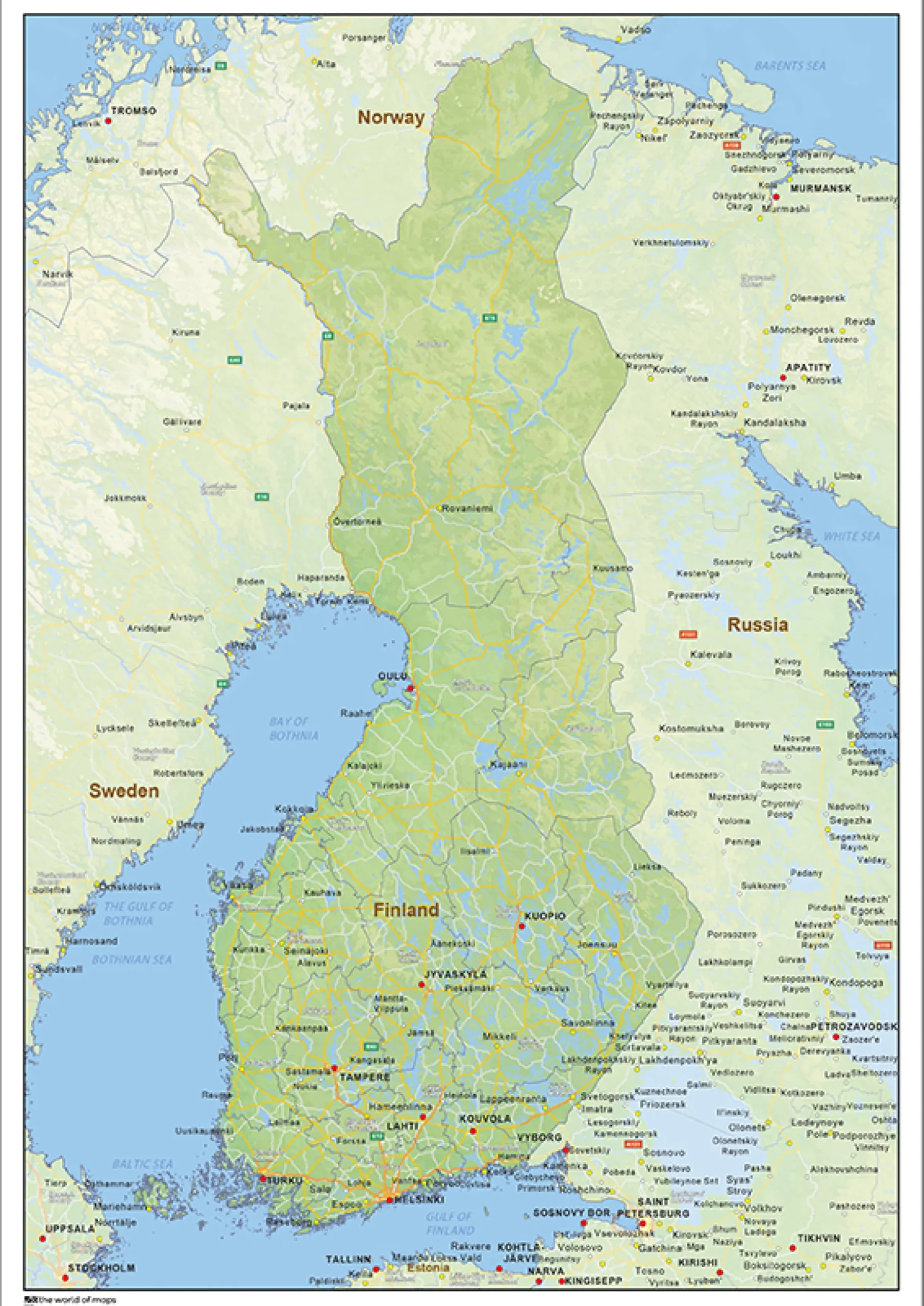 Natuurkundige landkaart Finland 1431
