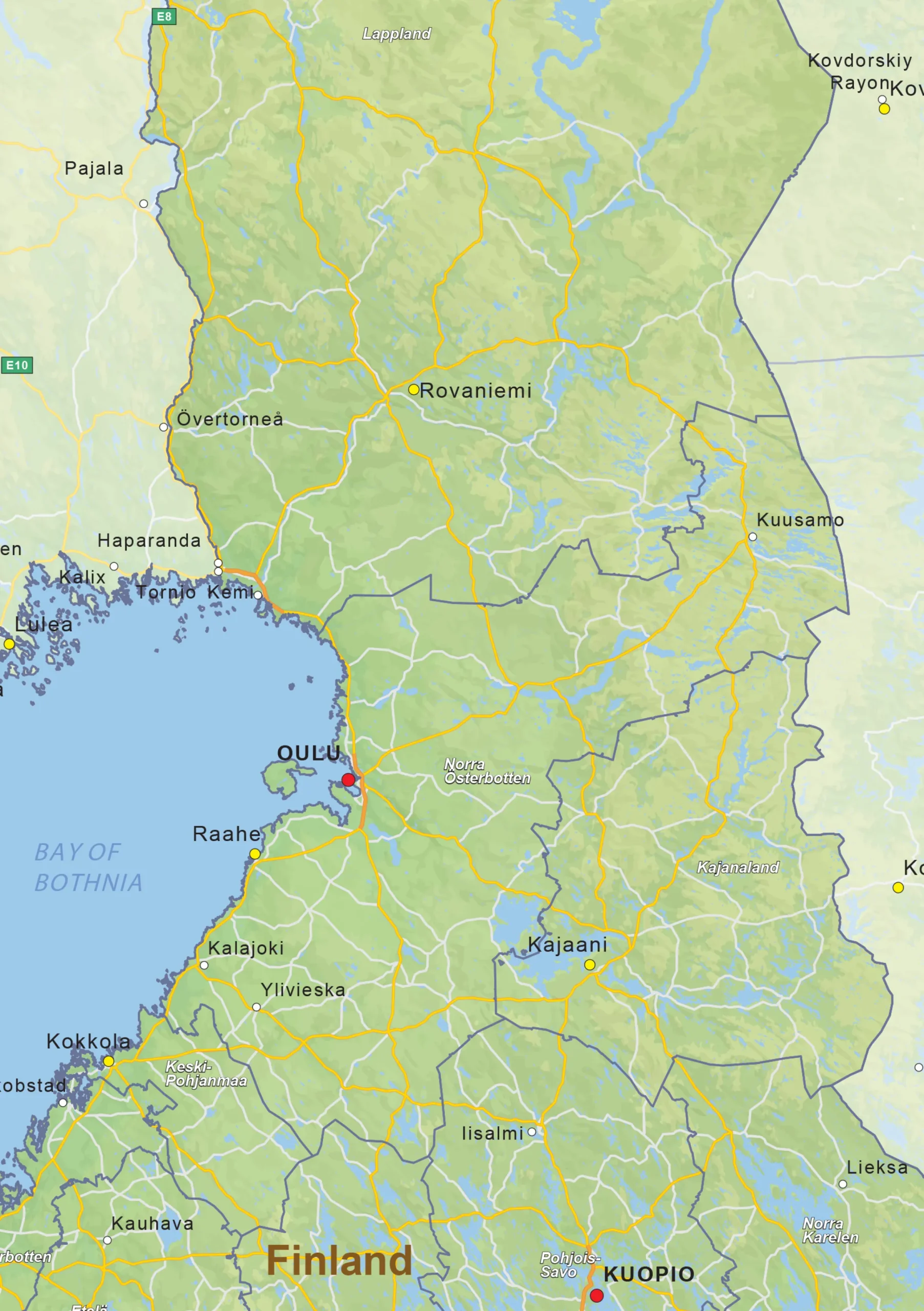 Natuurkundige landkaart Finland 1431