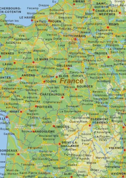 Natuurkundige landkaart Frankrijk 1433