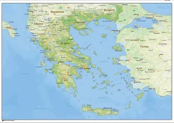 Natuurkundige landkaart Griekenland 1435