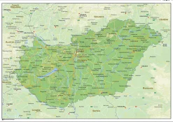 Natuurkundige landkaart Hongarije 1439