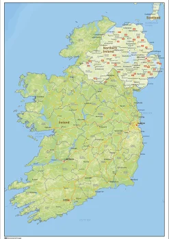 Natuurkundige landkaart Ierland 1441