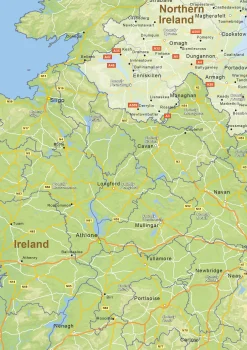 Natuurkundige landkaart Ierland 1441