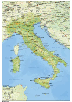 Natuurkundige landkaart Italië 1443