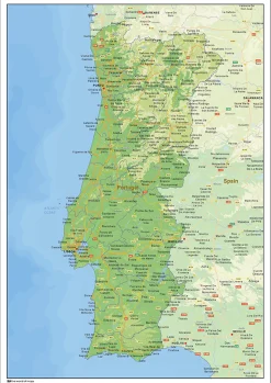 Natuurkundige landkaart Portugal 1459
