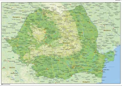 Natuurkundige landkaart Roemenië 1463