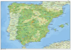 Natuurkundige landkaart Spanje 1465