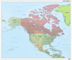 Noord-Amerika staatkundig met reliëf 1291