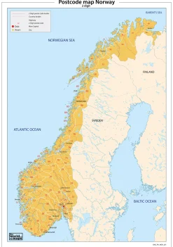 Noorwegen 2-cijferige postcodekaart 201