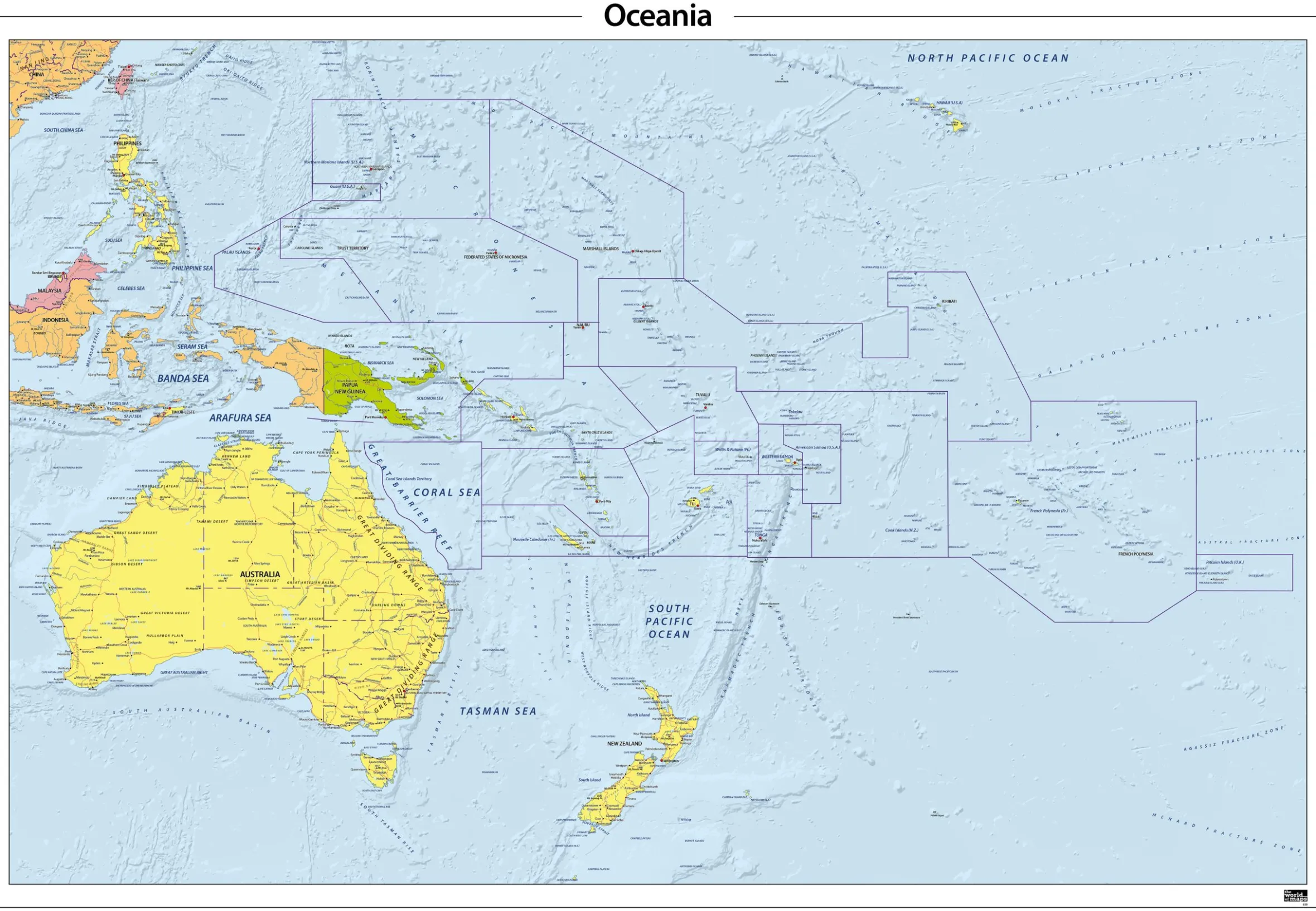 Oceanië staatkundige kaart 639