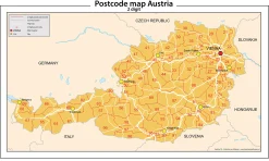 Oostenrijk 2-cijferige postcodekaart 70
