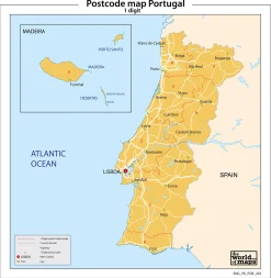 Portugal 1-cijferige postcodekaart 203