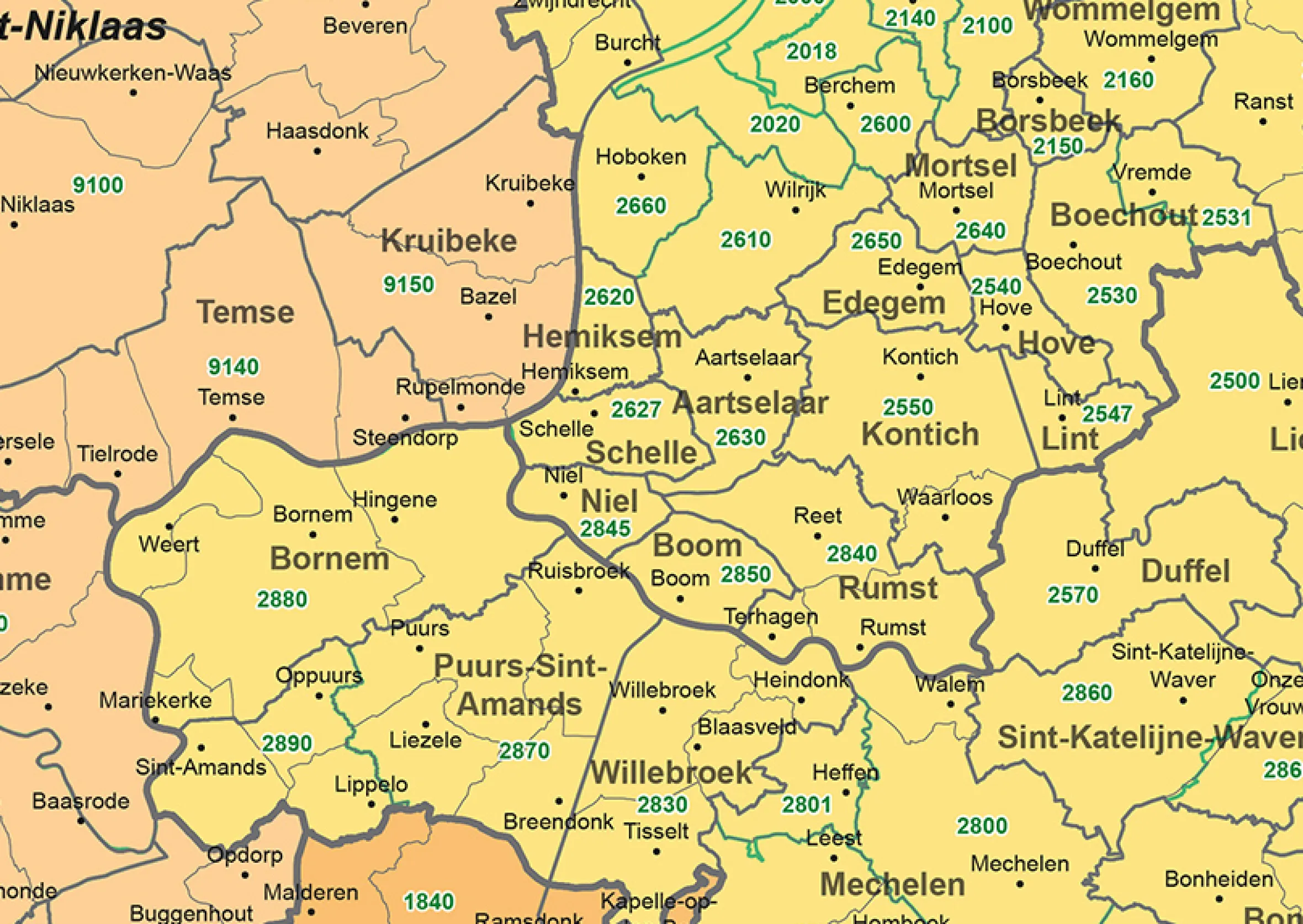 Postcode-/(Deel)Gemeente België 1- en 4-cijferig 1811