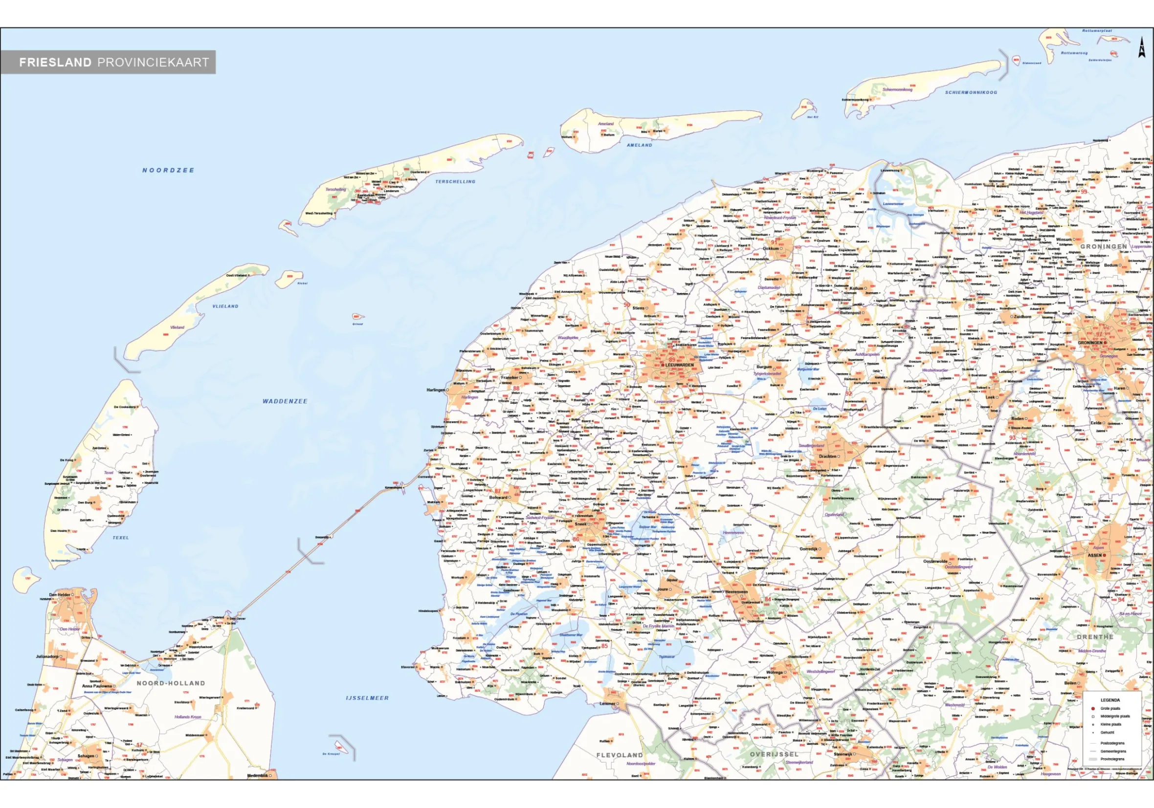 Postcode-/Gemeentekaart Friesland 240