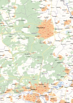 Postcode-/Gemeentekaart Gelderland 250