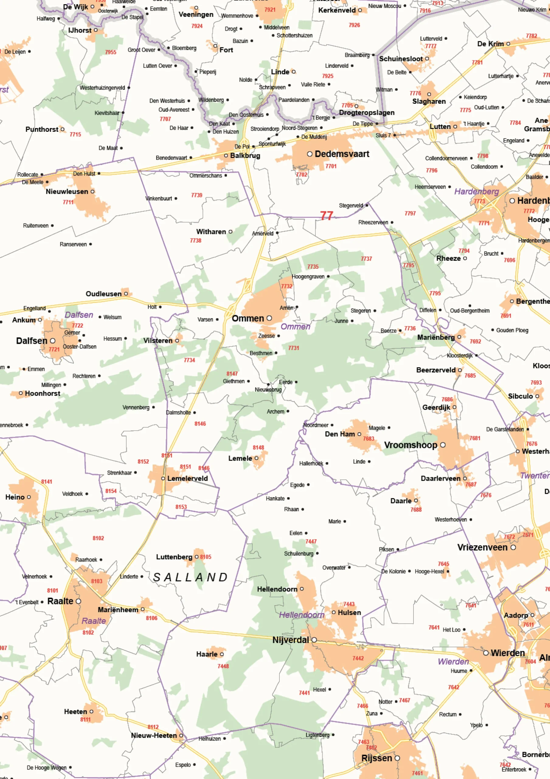 Postcode-/Gemeentekaart Overijssel 249