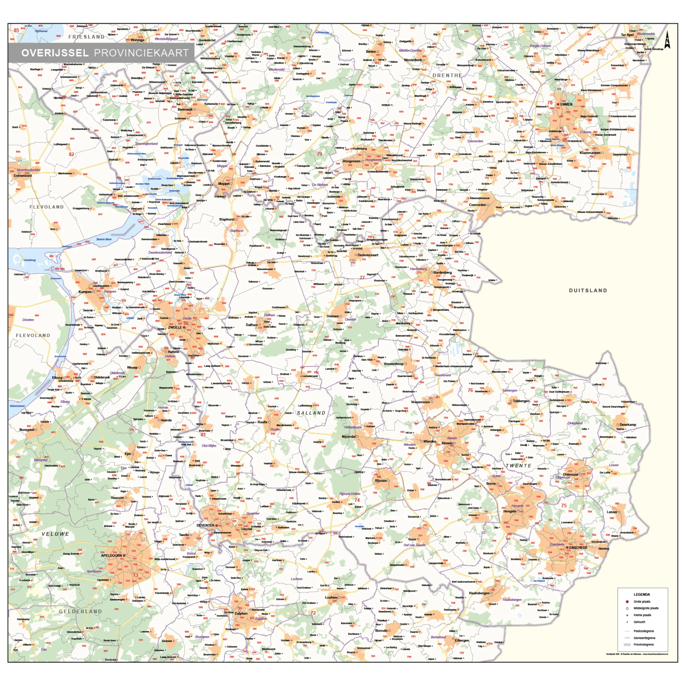 Postcode-/Gemeentekaart Overijssel 249