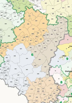 Postcodekaart België en Luxemburg 1796