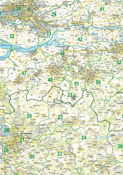 Postcodekaart Benelux 2- en 4-cijferig 1588