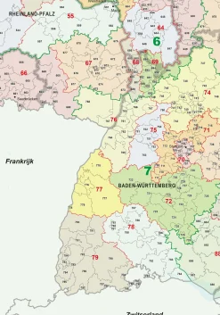Postcodekaart Duitsland 1-2-3 cijferig 1391