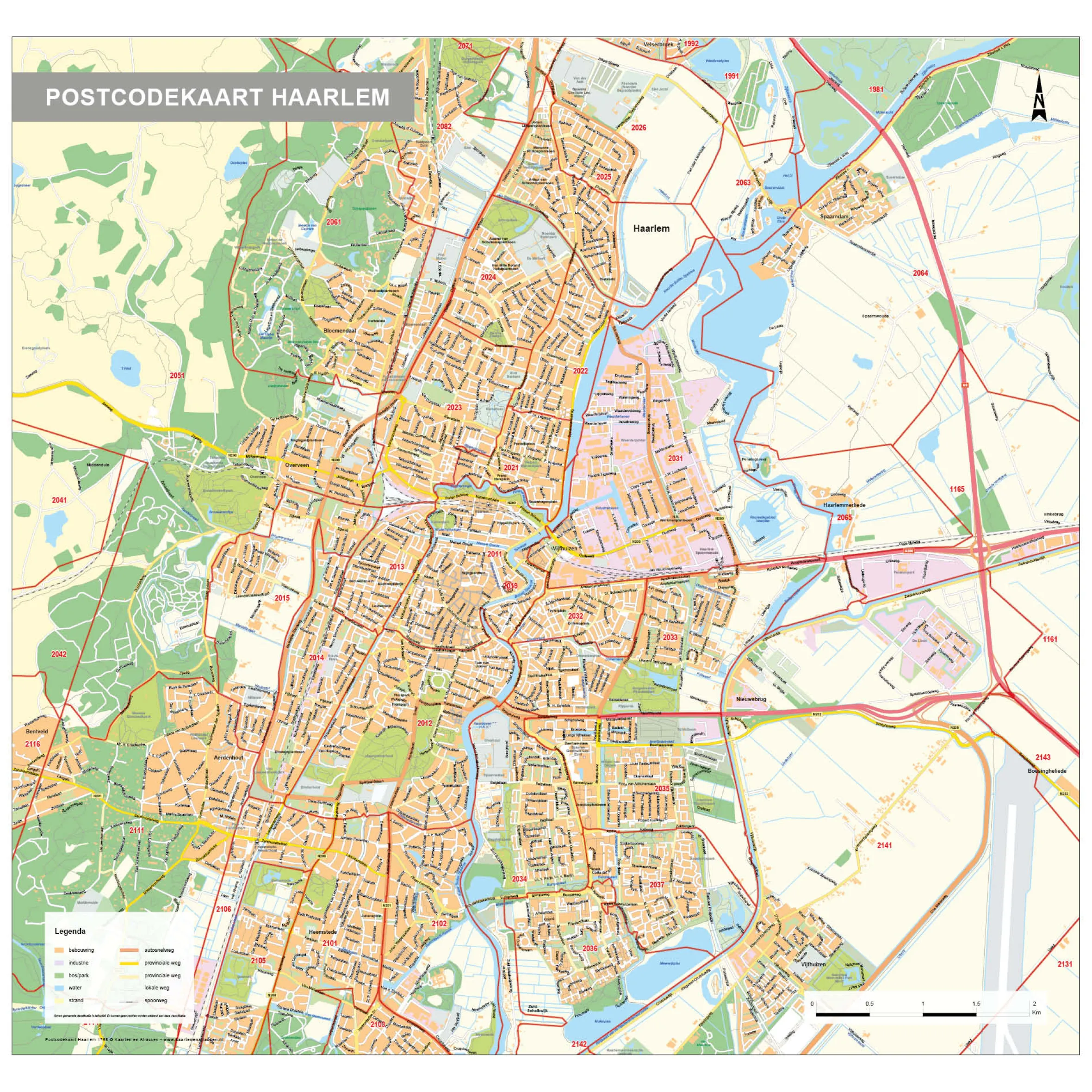 Postcodekaart Haarlem 1755