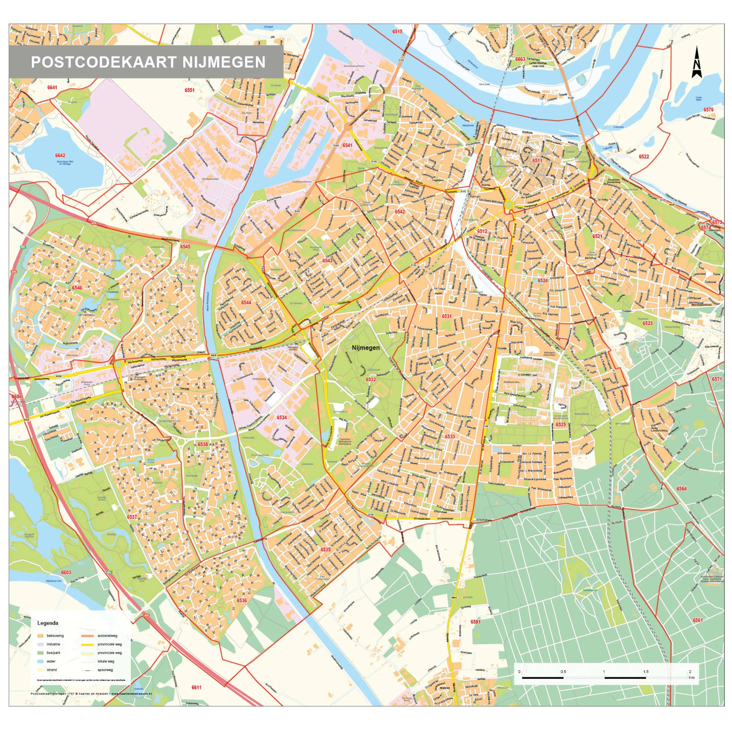 Postcodekaart Nijmegen 1757