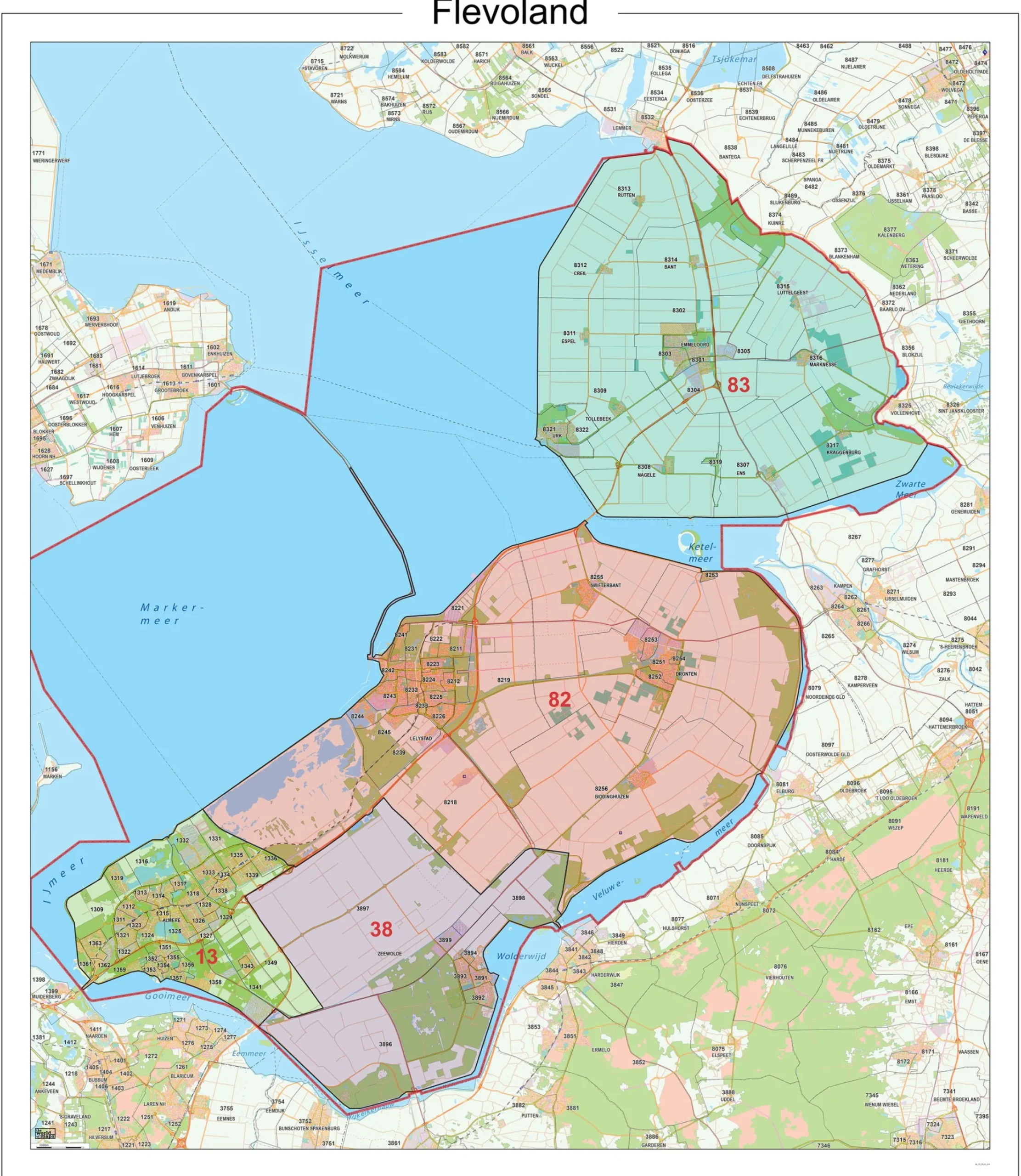 Postcodekaart Provincie Flevoland 614