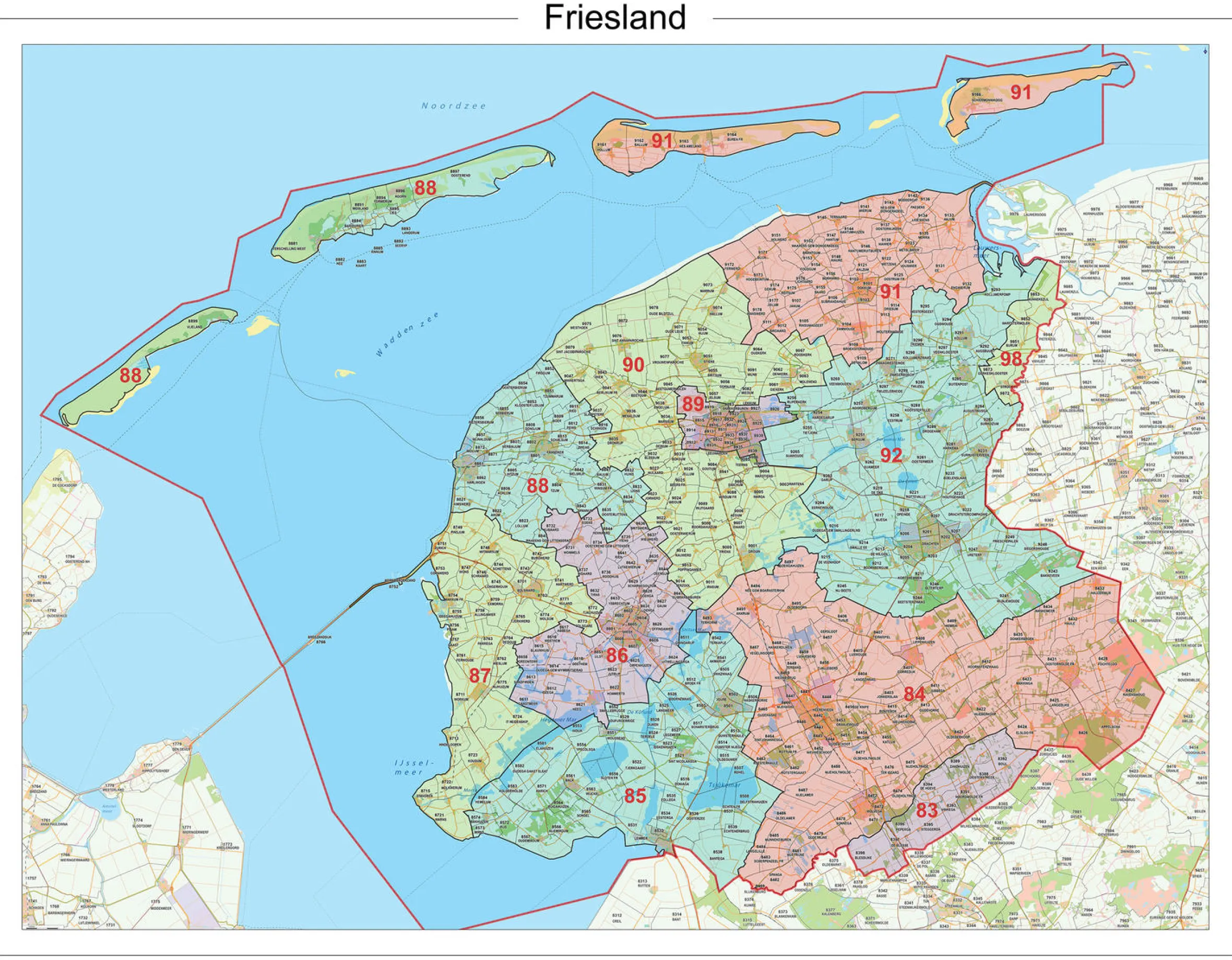 Postcodekaart Provincie Friesland 619