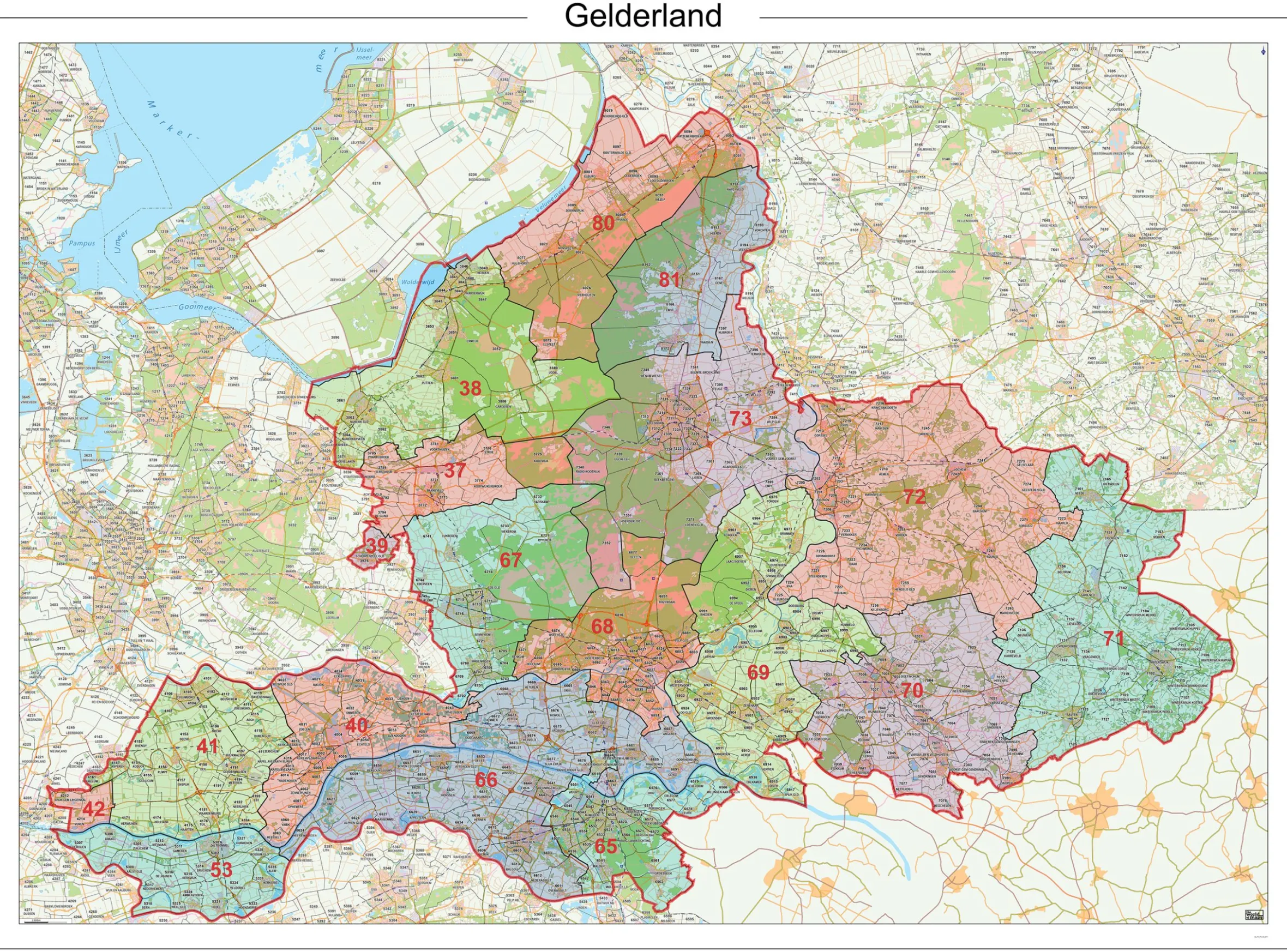 Postcodekaart Provincie Gelderland 615