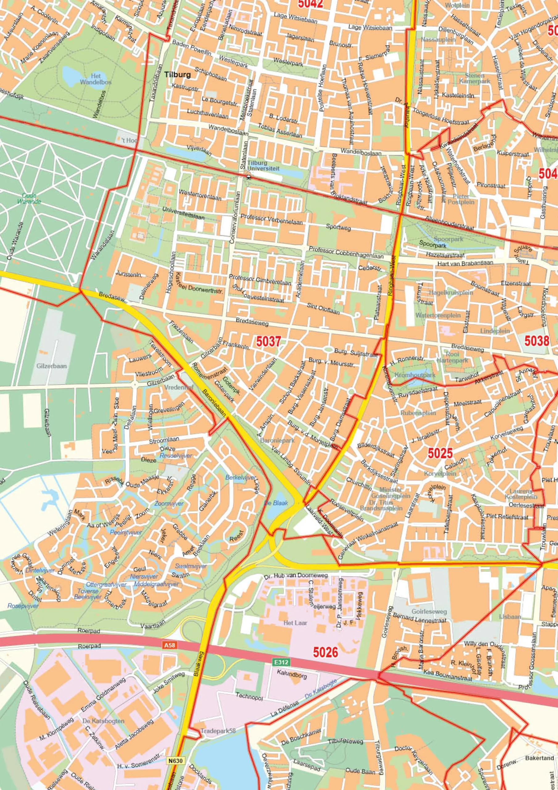 Postcodekaart Tilburg 1758