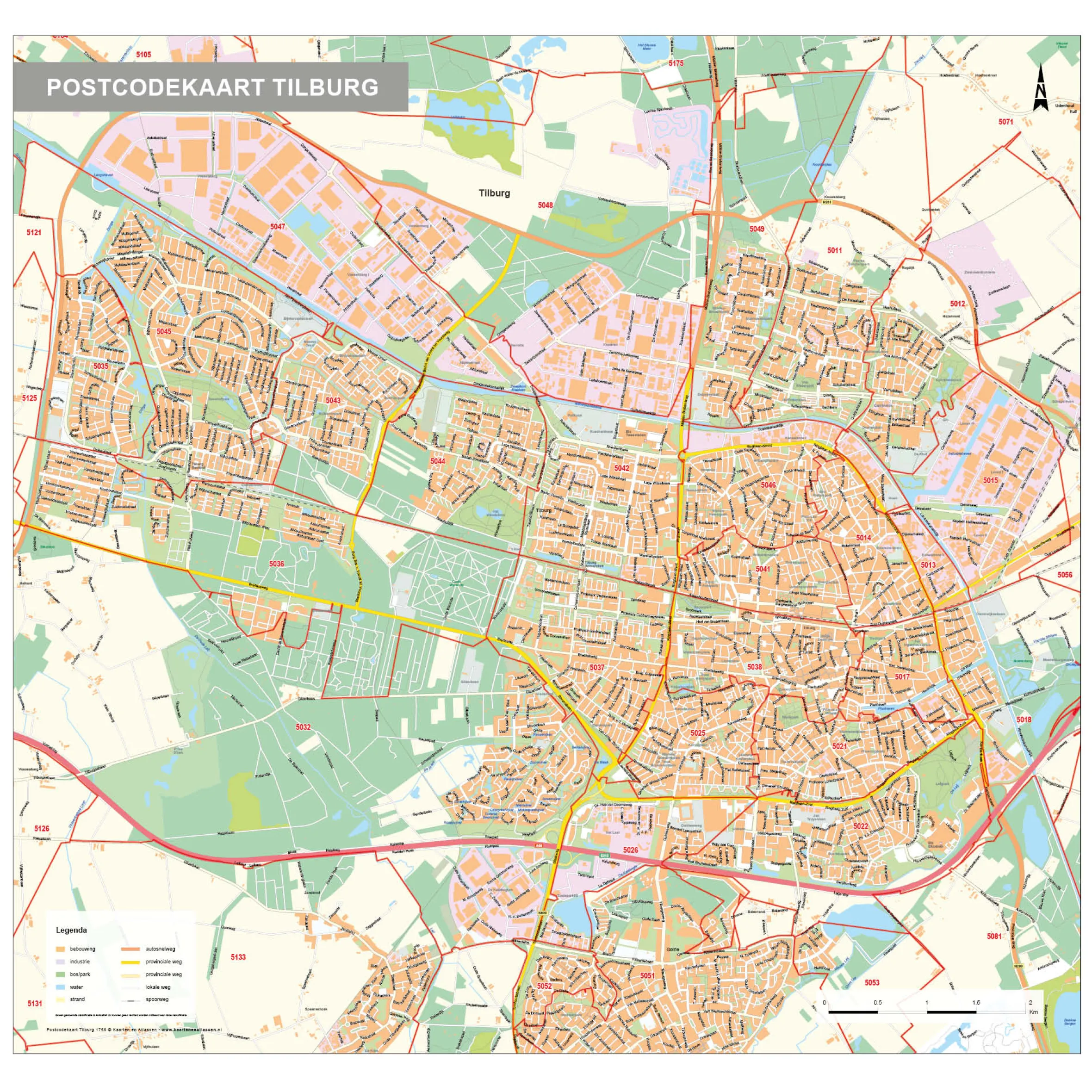 Postcodekaart Tilburg 1758