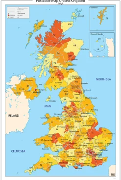 Postcodekaart United Kingdom 652