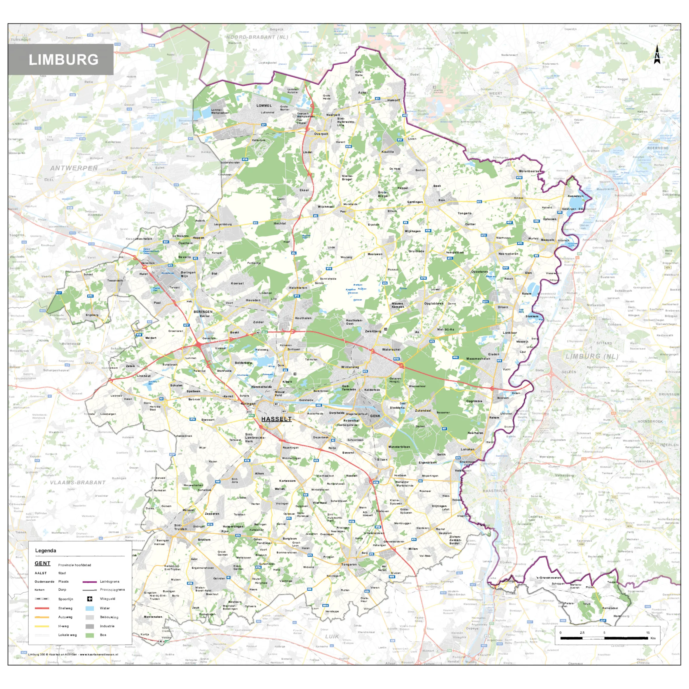 Provinciekaart Limburg 350