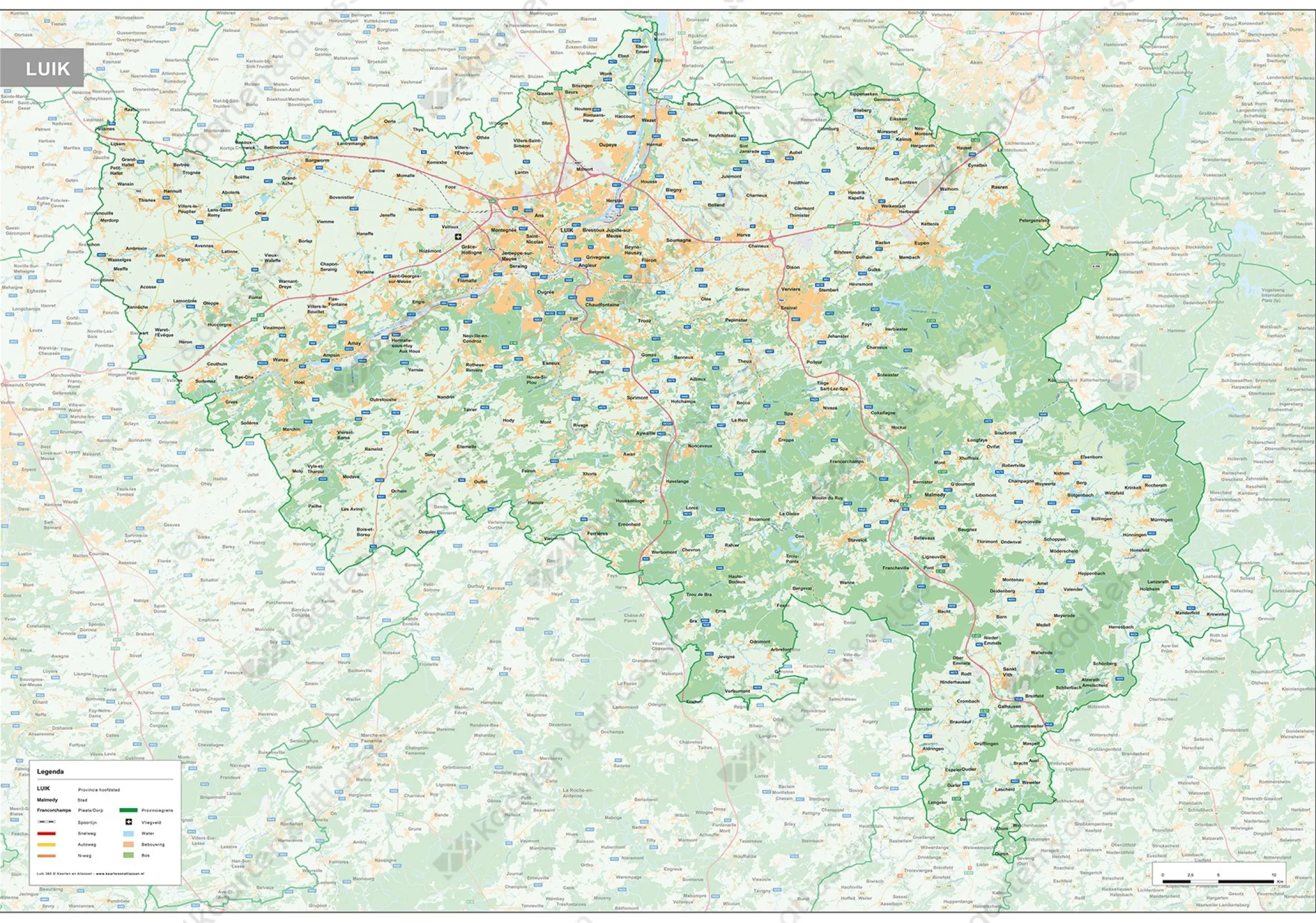 Provinciekaart Luik Natuurkundig 366