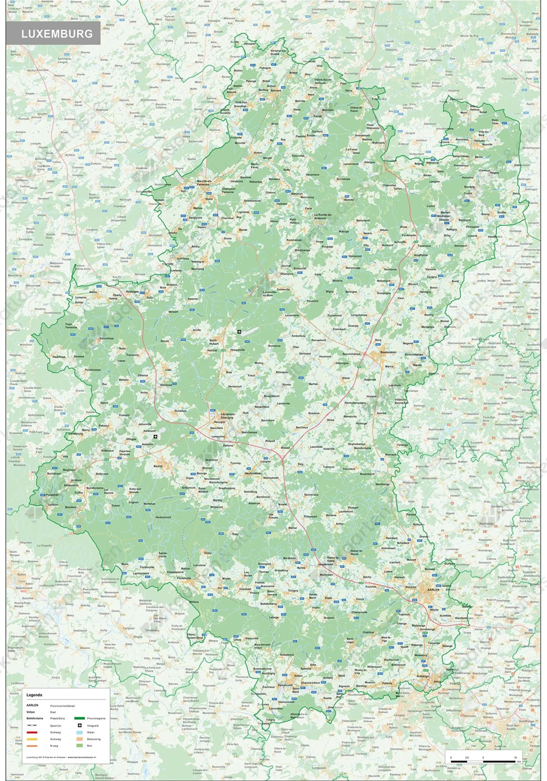 Provinciekaart Luxemburg Natuurkundig 367