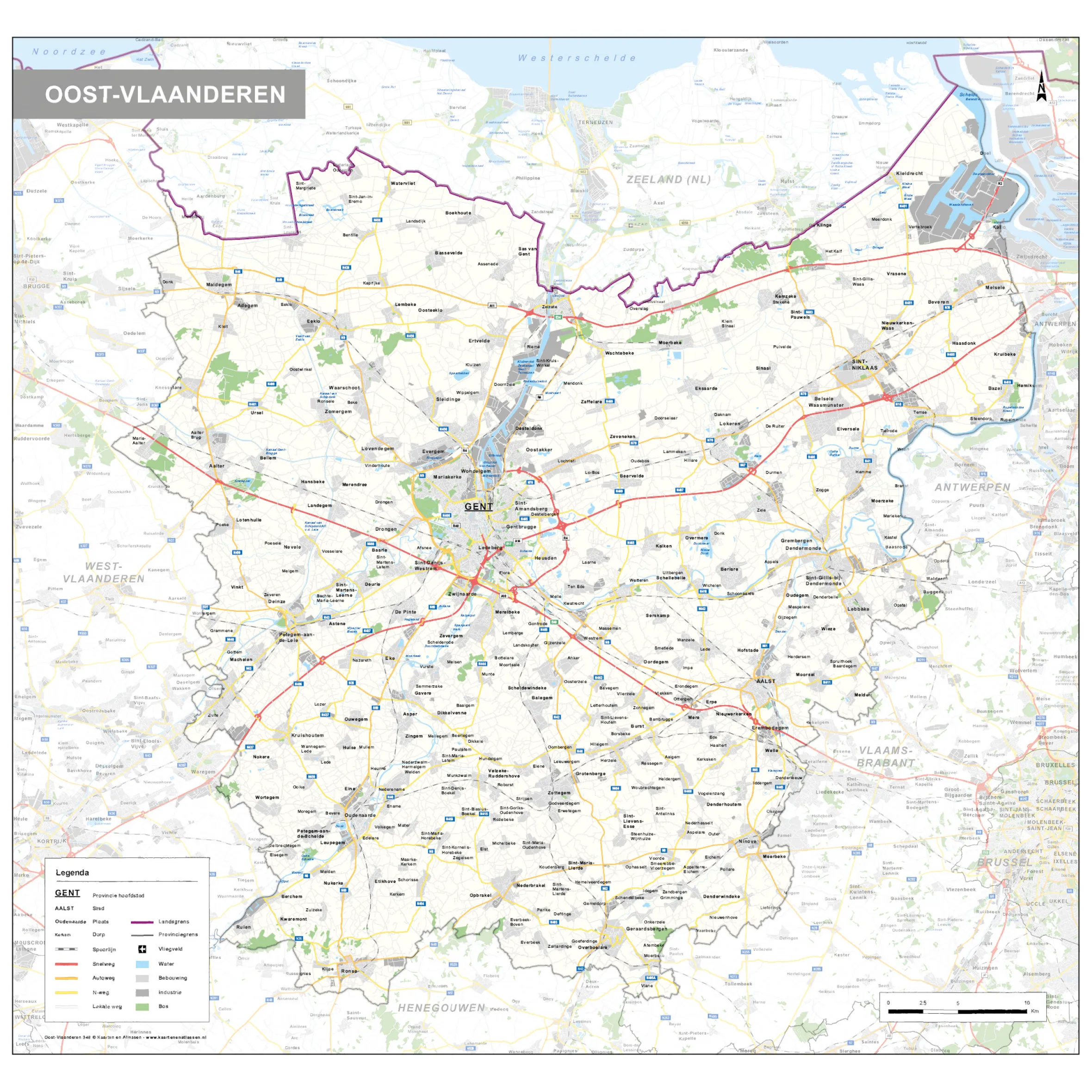 Provinciekaart Oost-Vlaanderen 348