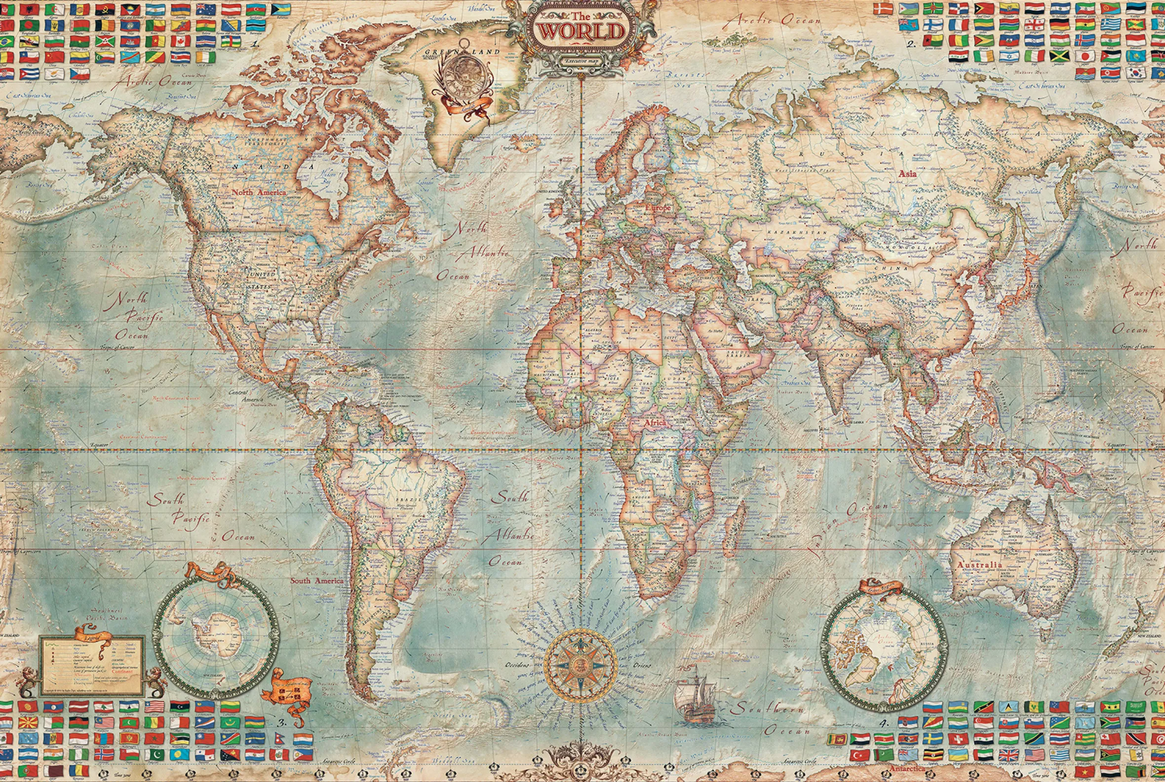 Ray&Co Modern World Antique Map