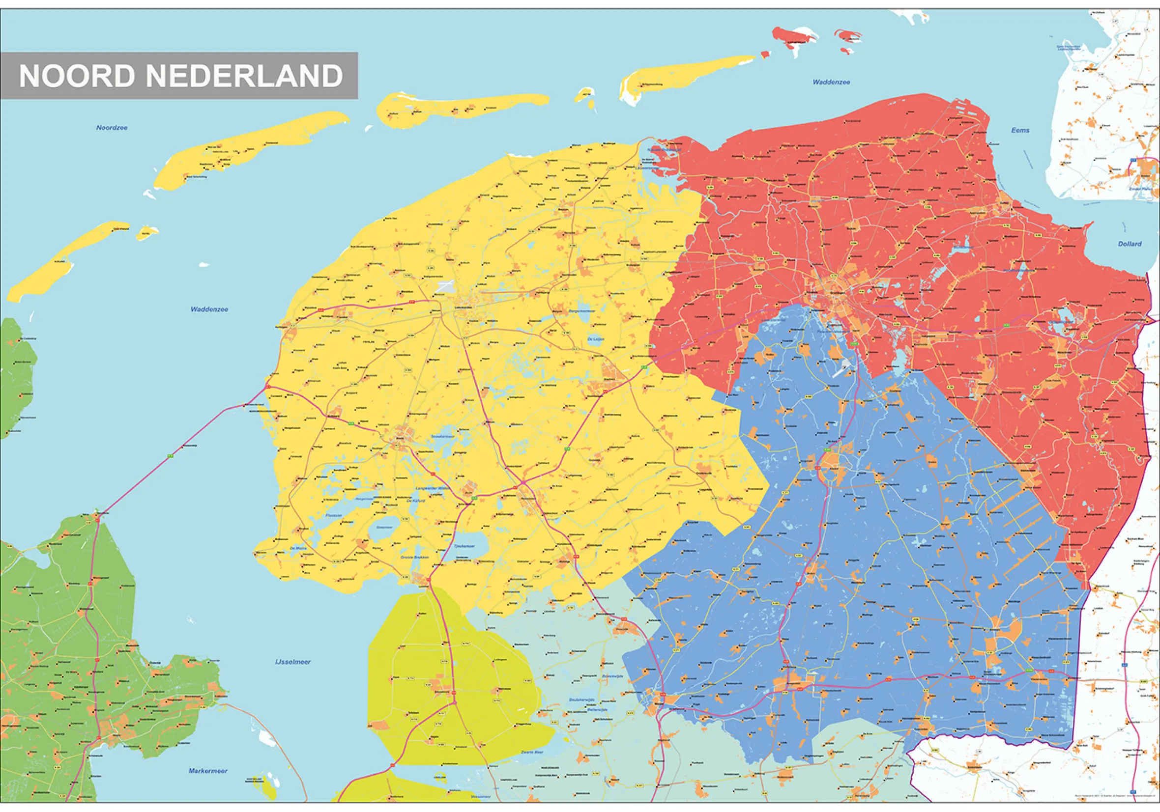 Regiokaart Noord Nederland 1801