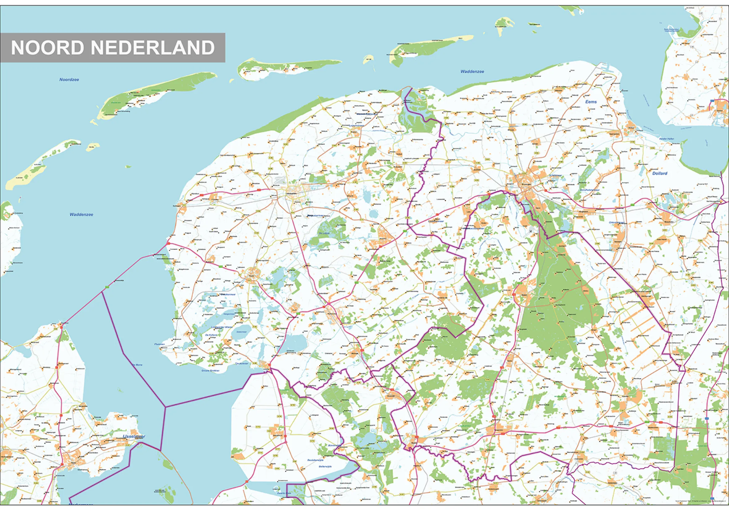 Regiokaart Noord Nederland 1800