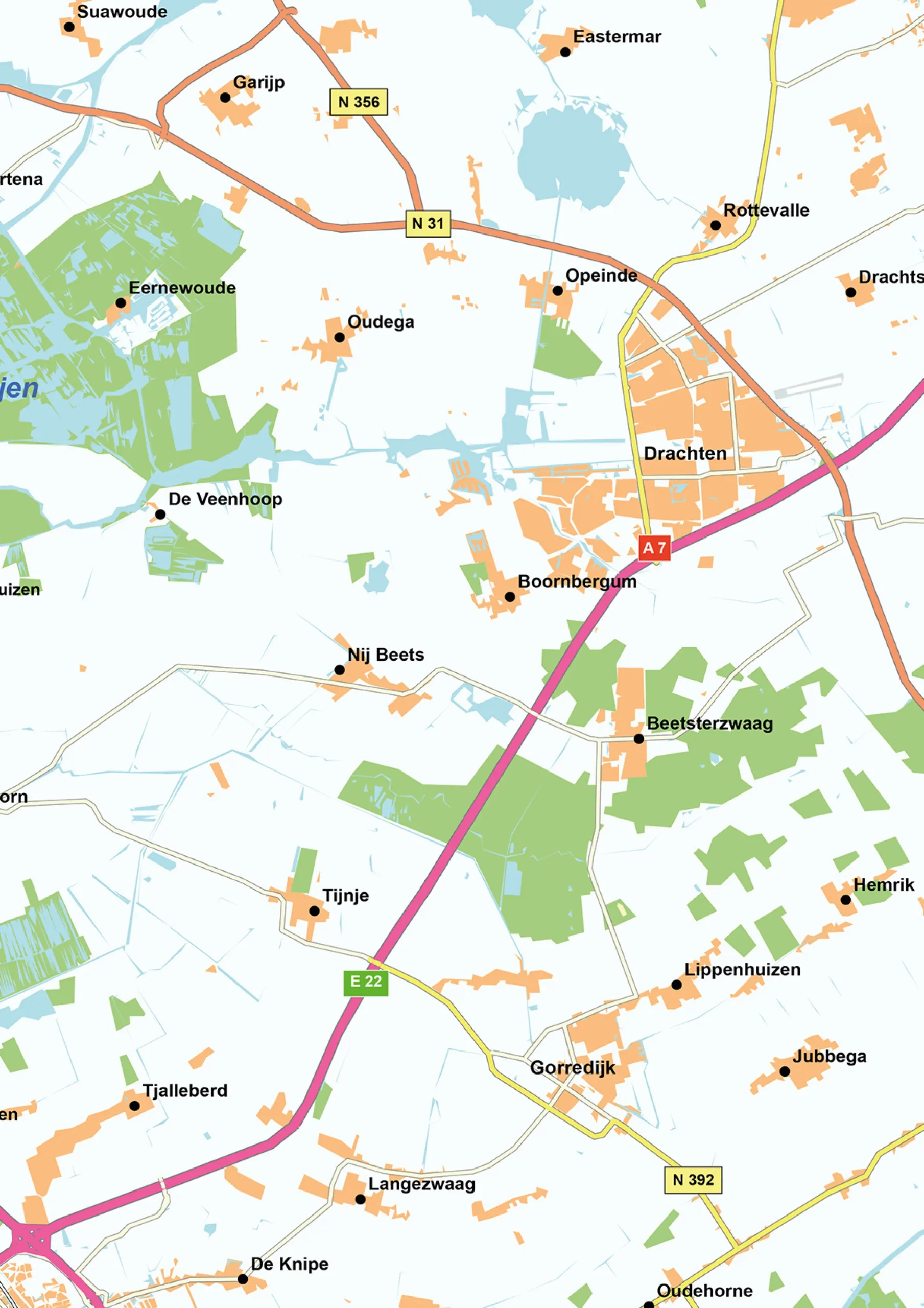 Regiokaart Noord Nederland 1800