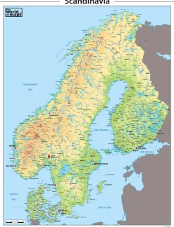 Scandinavië kaart natuurkundig 54