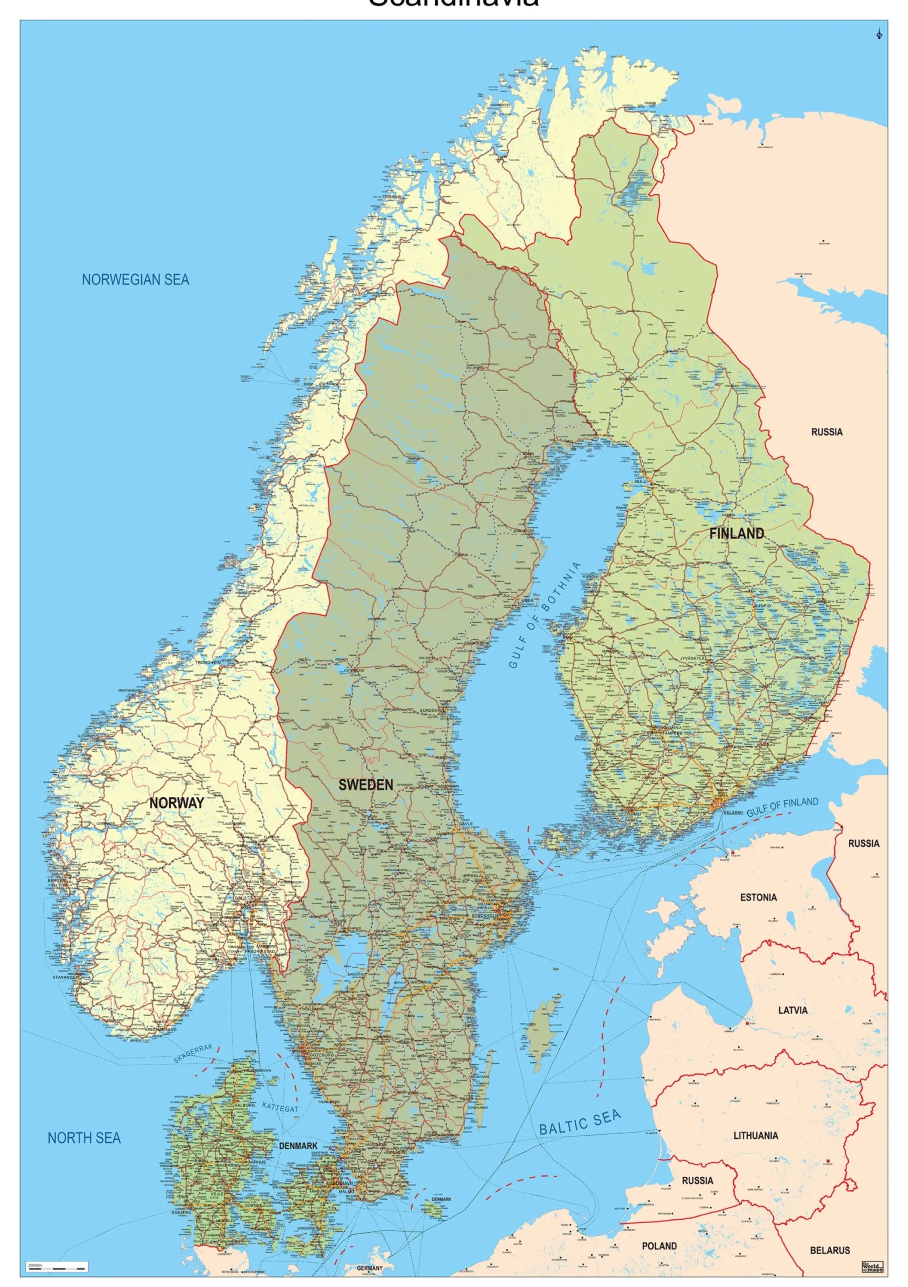 Scandinavië kaart staatkundig 120
