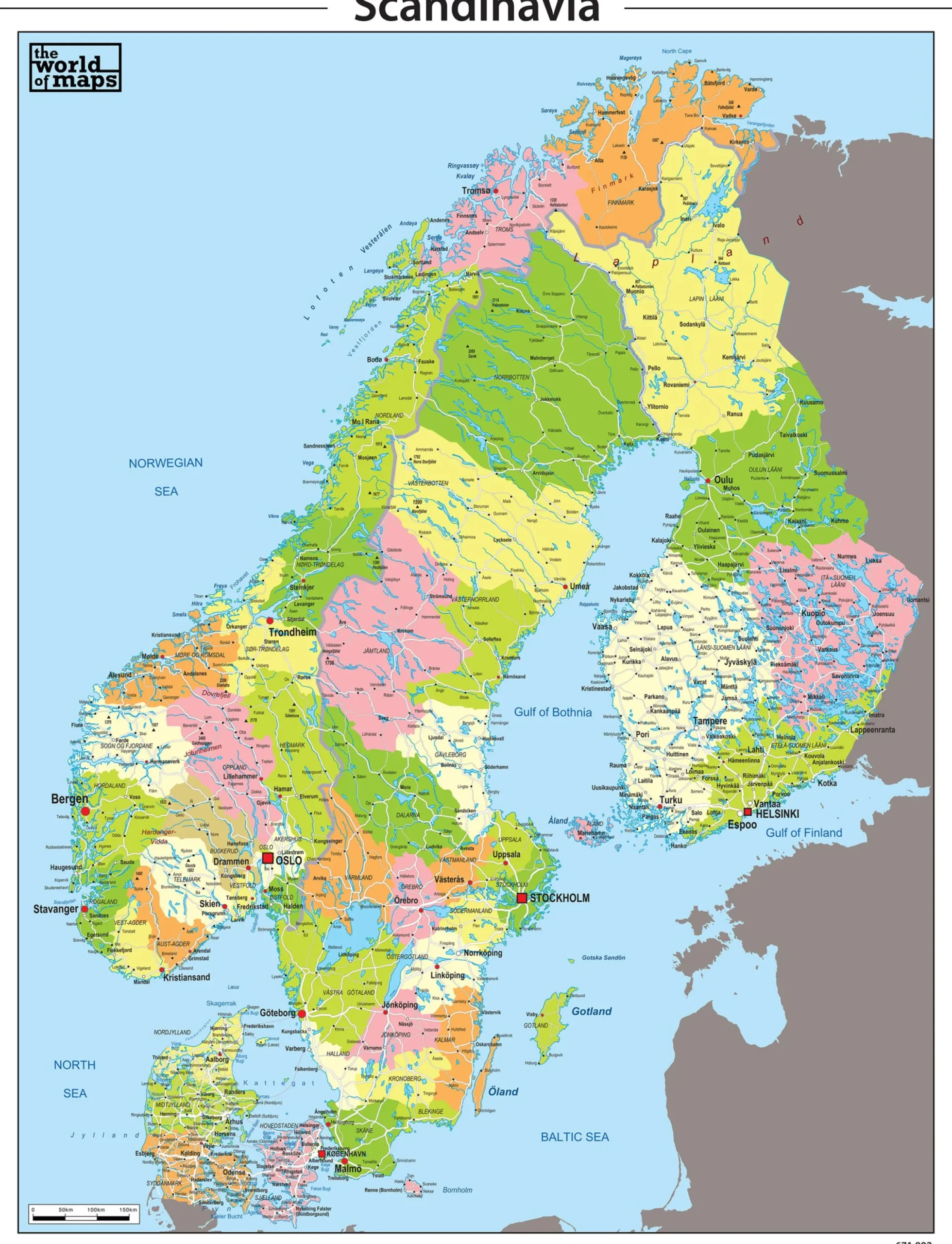 Scandinavië kaart staatkundig 53