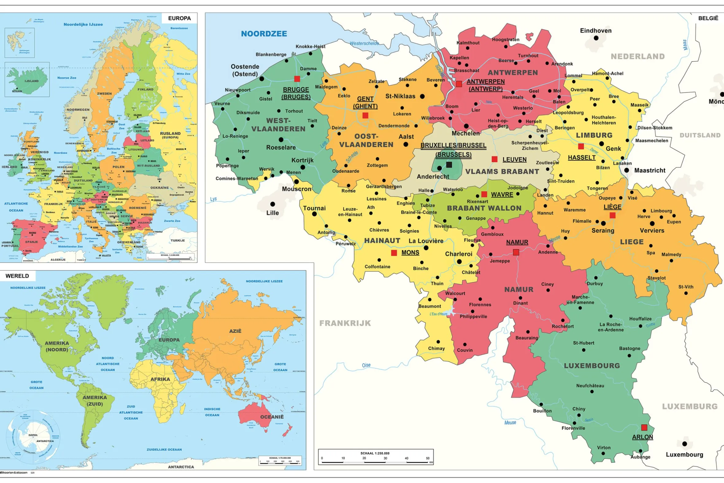 Schoolkaart België/Wereld/Europa 529