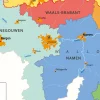 3 Schoolkaarten België/Europa/Wereld met vlaggen 1765