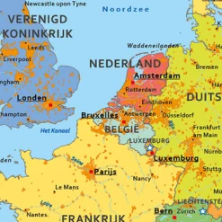 3 Schoolkaarten België/Europa/Wereld met vlaggen 1765